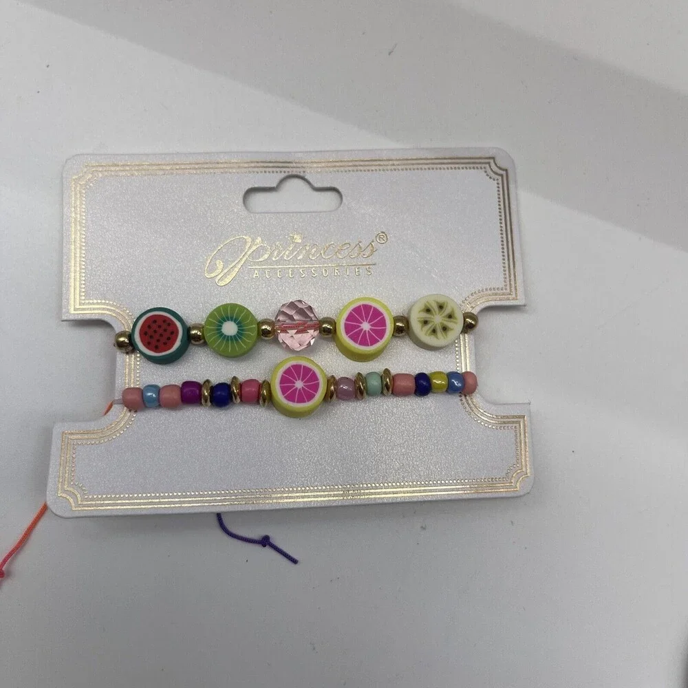 Princess Chloe Girls 3 Piece Bracelet Lot Red Hair Girl Fruits Gummy Bears New